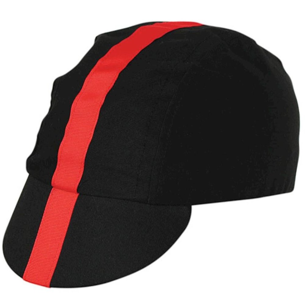 EUC PACE SPORTSWEAR CLASSIC CYCLING CAP (BLACK/RED) (UNIVERSAL ADULT) (UNISEX)